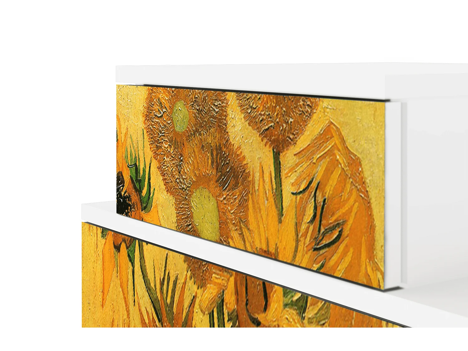 Stolik nocny - 58х58х41 cm - NS1 - Sunflowers, Biały