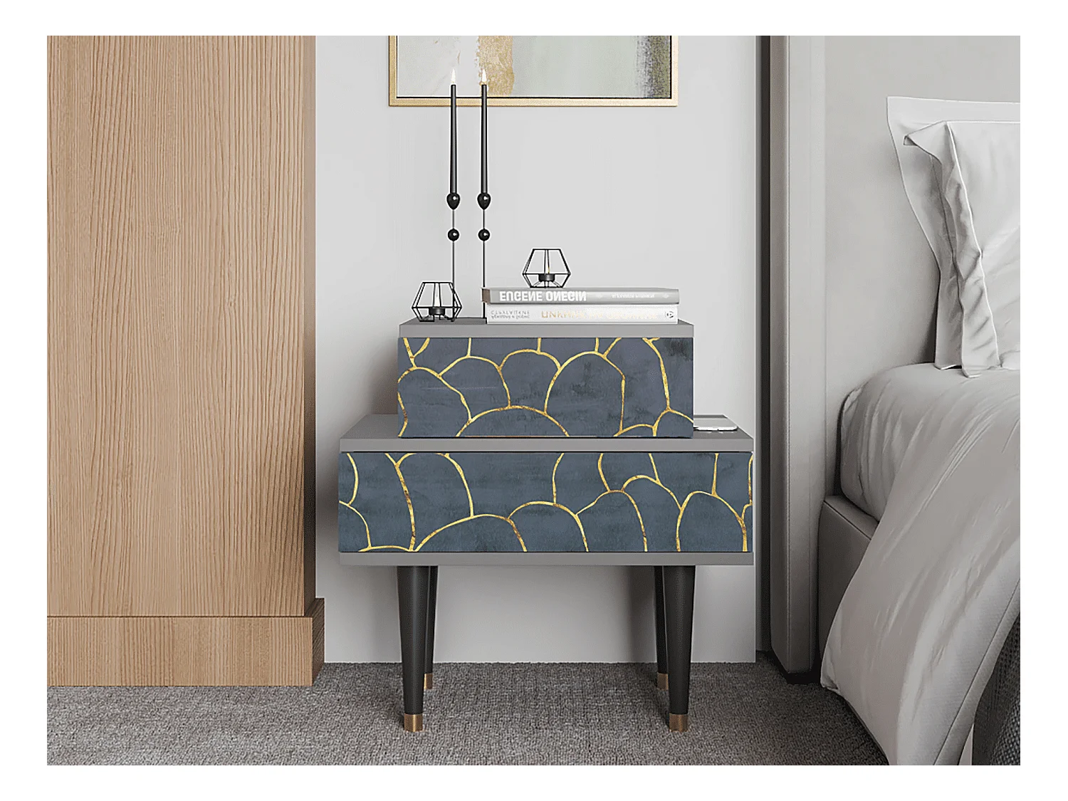 Table de nuit - 58х58х41 cm - NS1 - Blue Lagoon, Gris