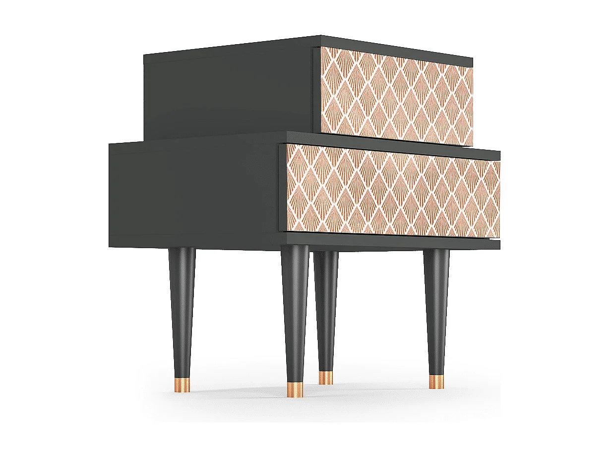 Mesita de noche - 58х58х41 cm - NS1 - Pastel Sunrise, Antracita