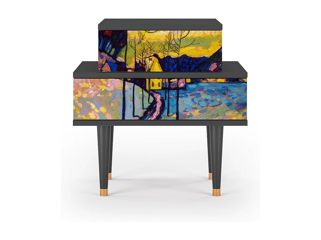 Stolik nocny - 58х58х41 cm - NS1 - Winter Landscape, Antracyt