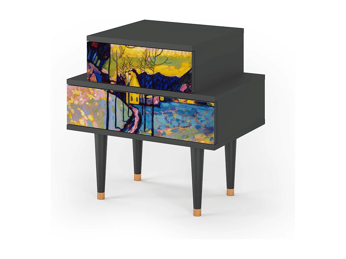 Stolik nocny - 58х58х41 cm - NS1 - Winter Landscape, Antracyt