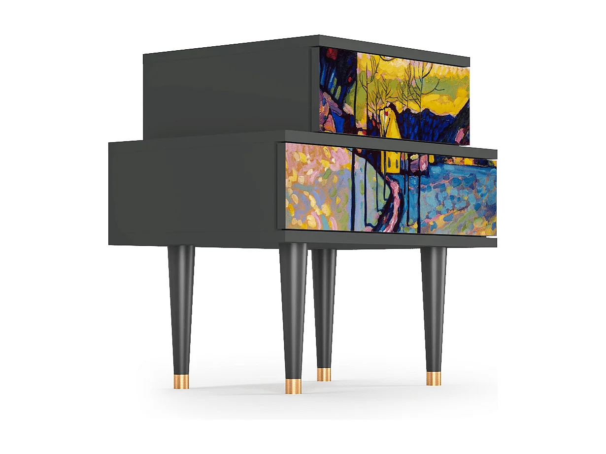 Stolik nocny - 58х58х41 cm - NS1 - Winter Landscape, Antracyt