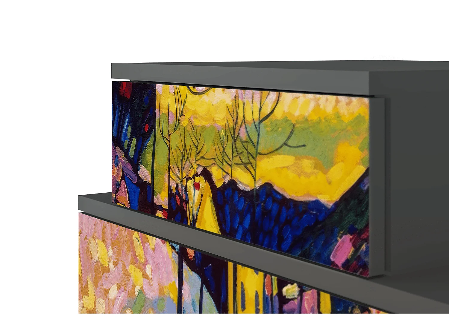 Stolik nocny - 58х58х41 cm - NS1 - Winter Landscape, Antracyt