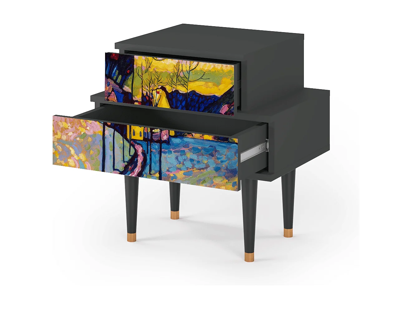 Stolik nocny - 58х58х41 cm - NS1 - Winter Landscape, Antracyt