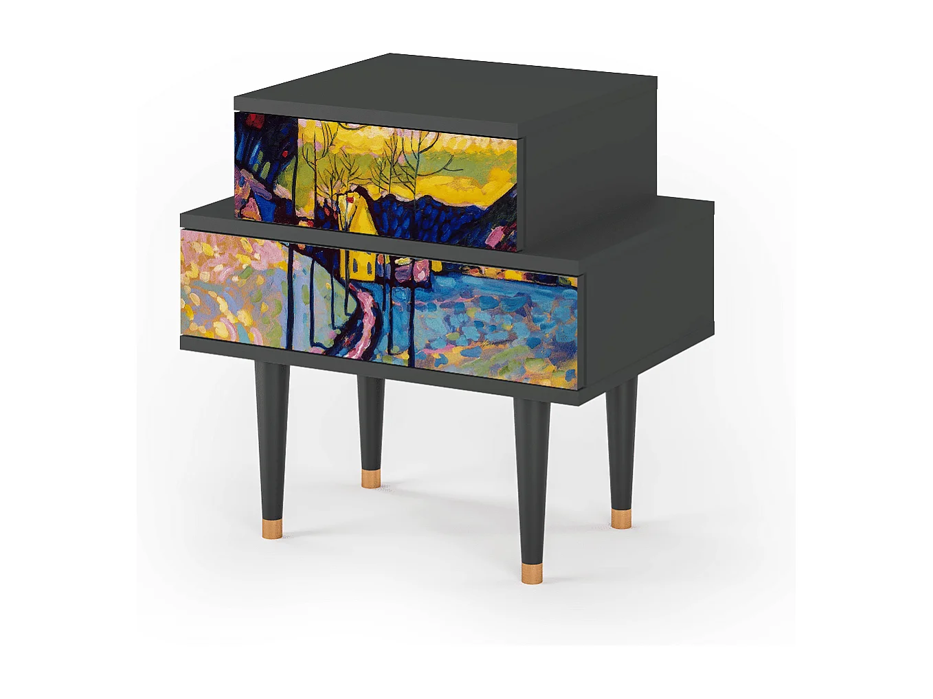 Stolik nocny - 58х58х41 cm - NS1 - Winter Landscape, Antracyt
