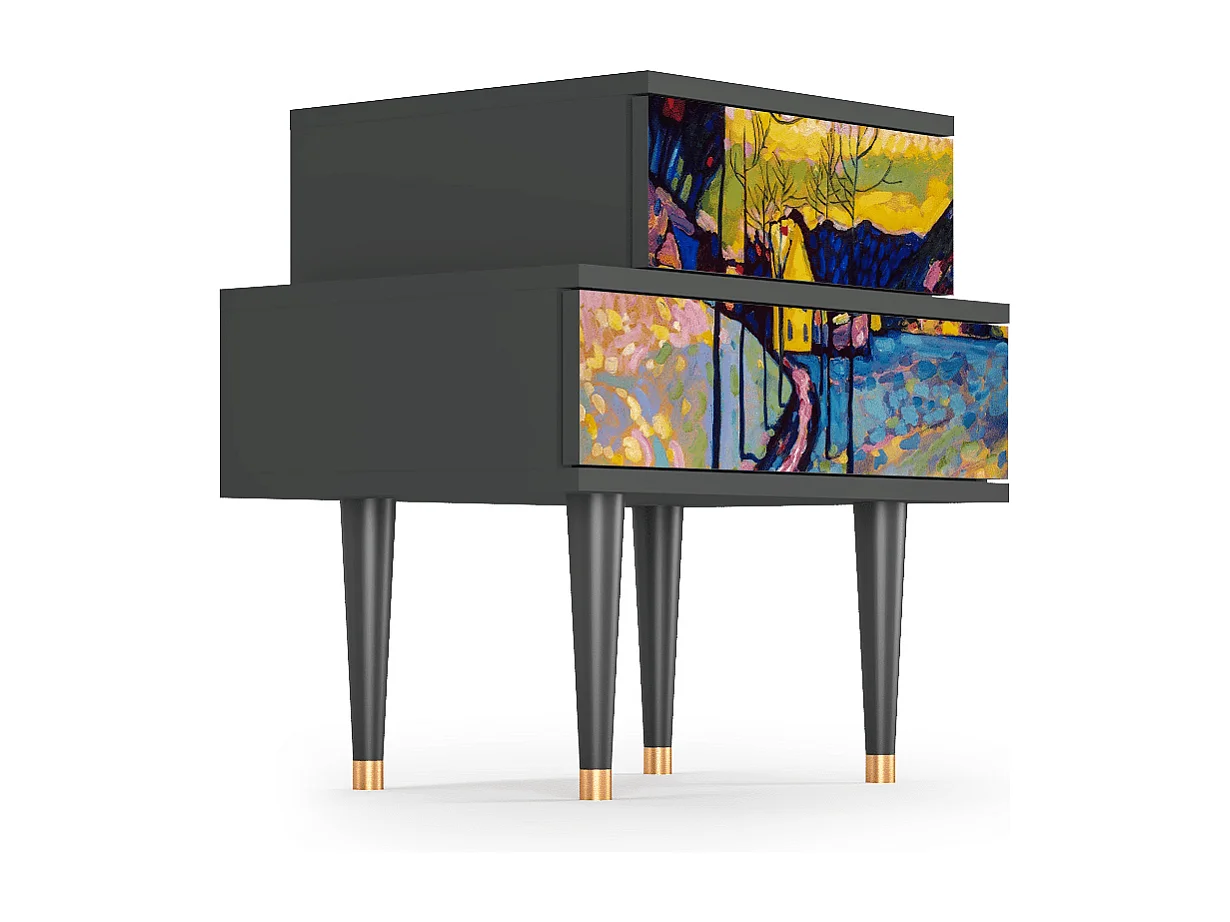 Stolik nocny - 58х58х41 cm - NS1 - Winter Landscape, Antracyt