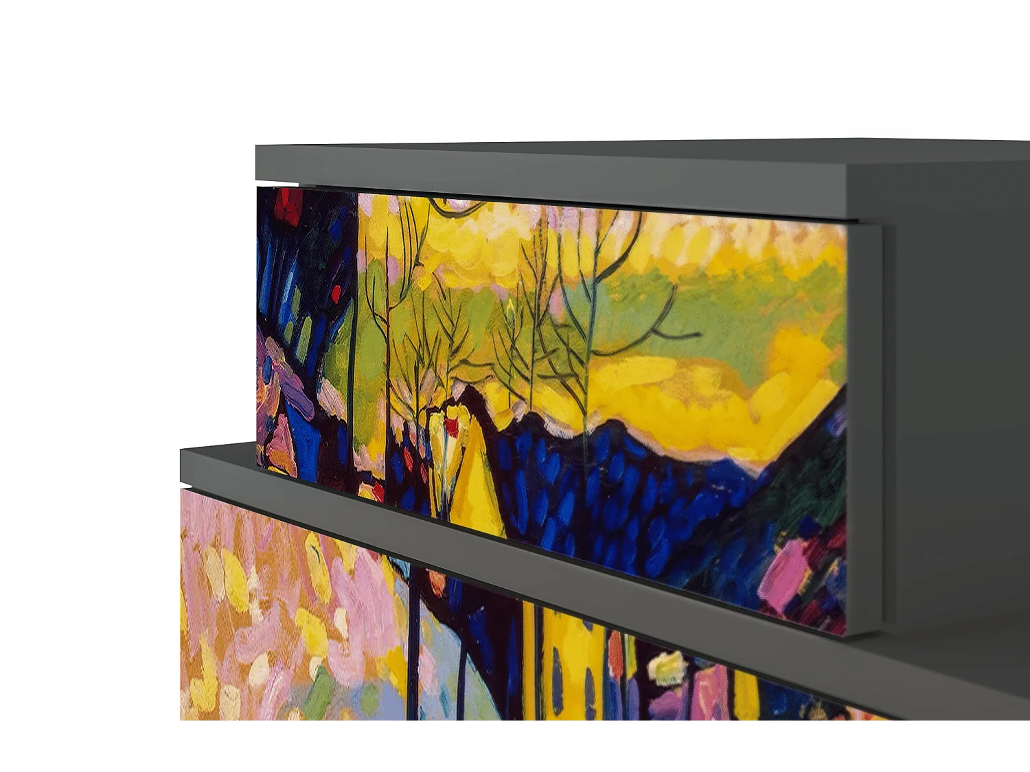 Stolik nocny - 58х58х41 cm - NS1 - Winter Landscape, Antracyt