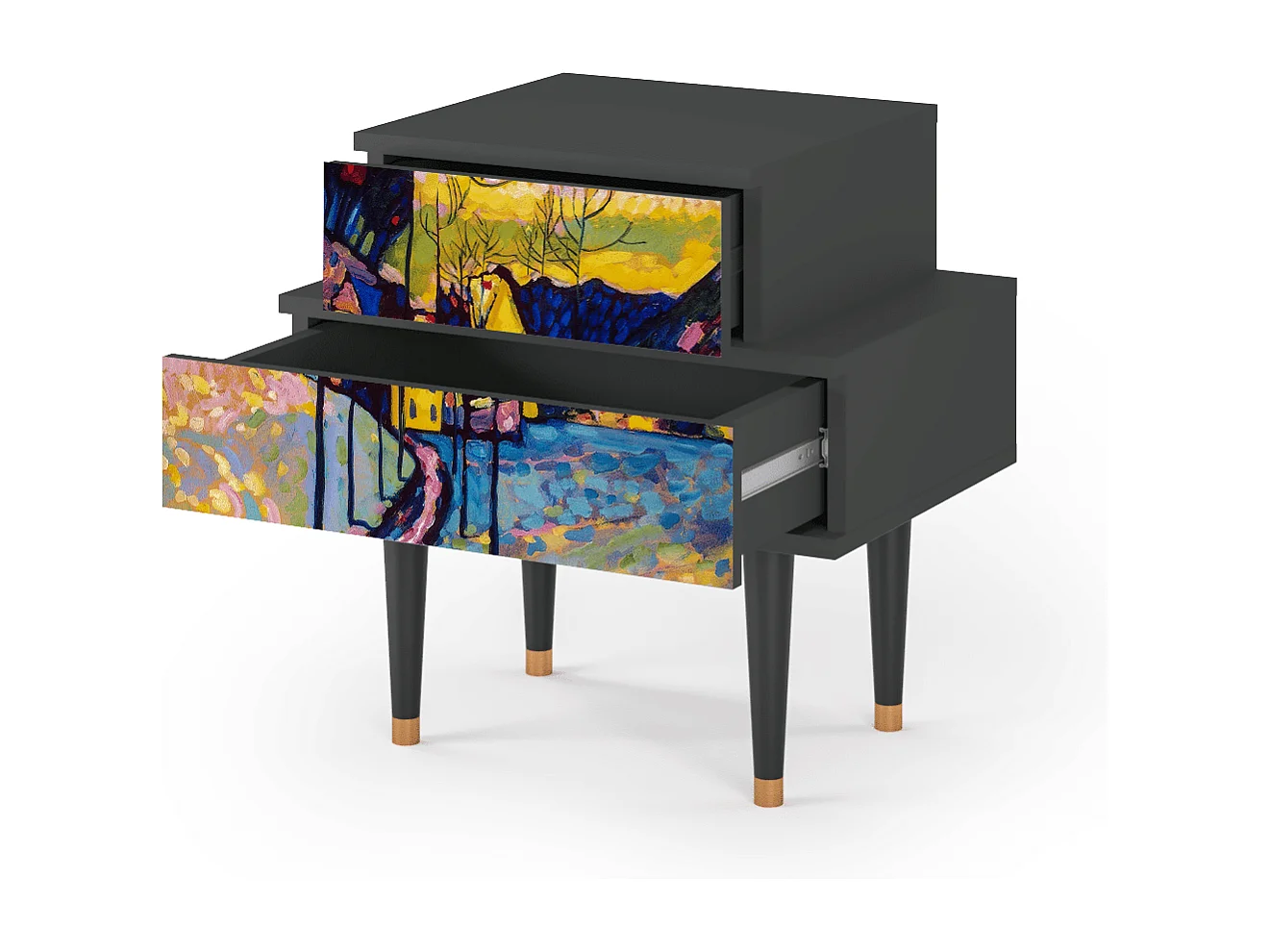 Stolik nocny - 58х58х41 cm - NS1 - Winter Landscape, Antracyt