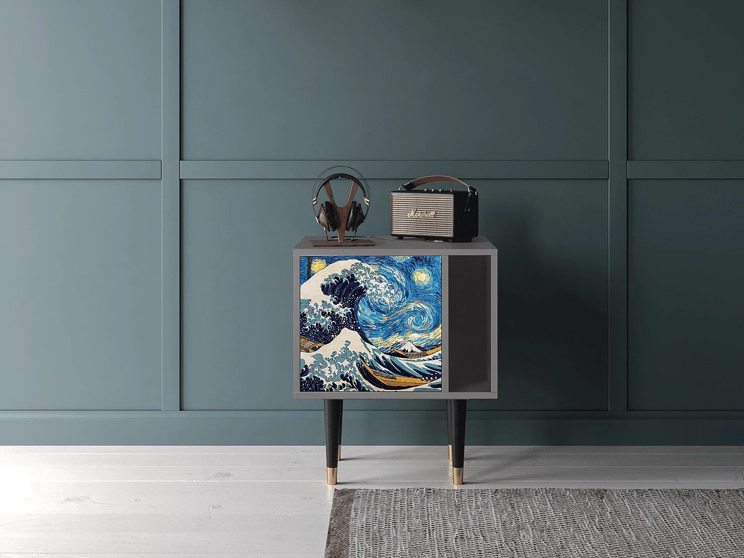 Stolik nocny - 57х69х48 cm - S2 - Great Wave, Szary