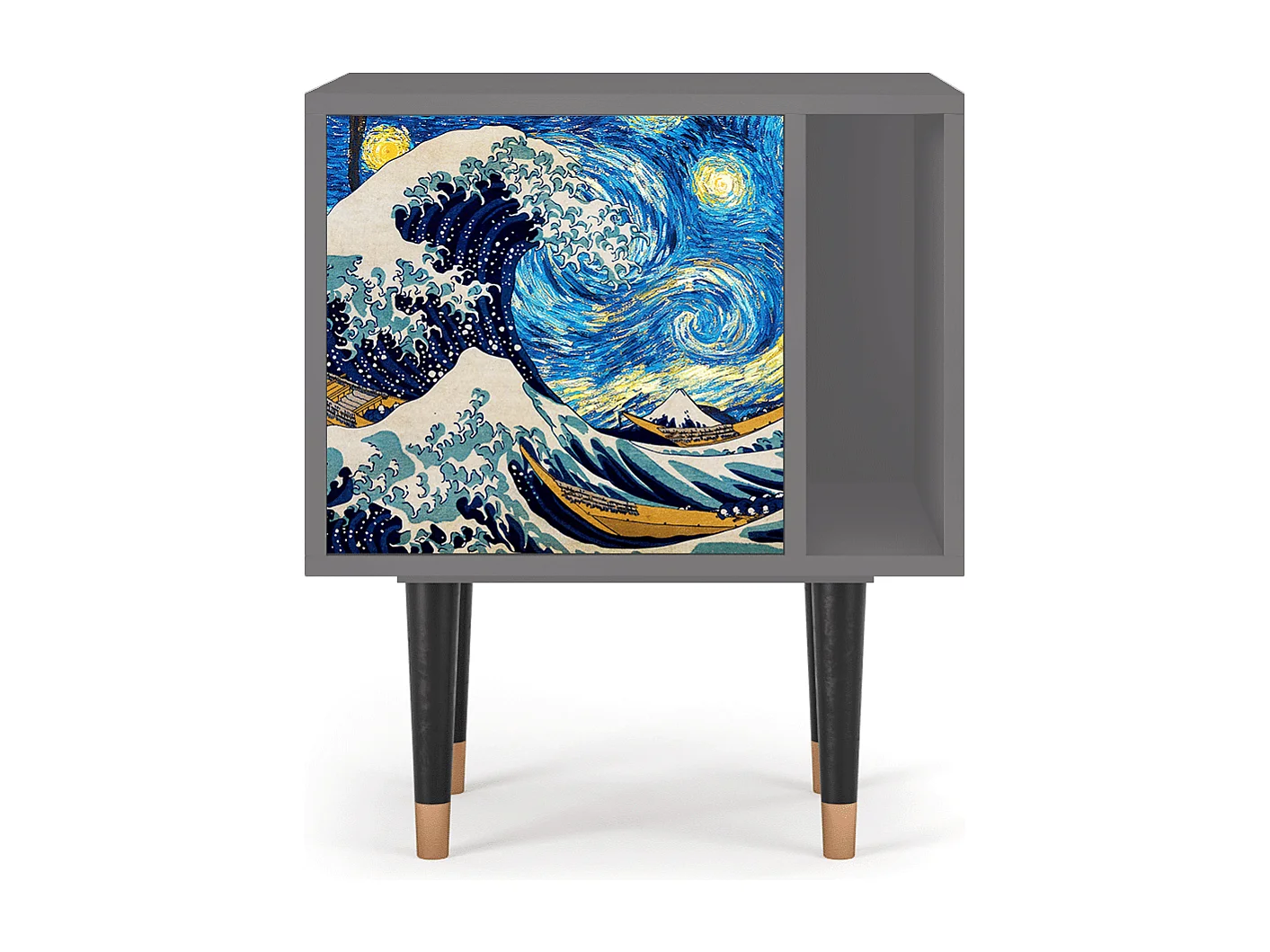 Stolik nocny - 57х69х48 cm - S2 - Great Wave, Szary