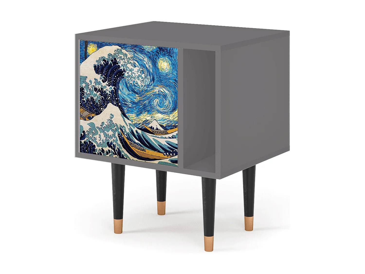 Stolik nocny - 57х69х48 cm - S2 - Great Wave, Szary