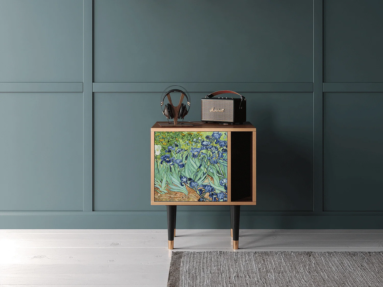 Comodino - 57х69х48 cm - S2 - Irises , Noce