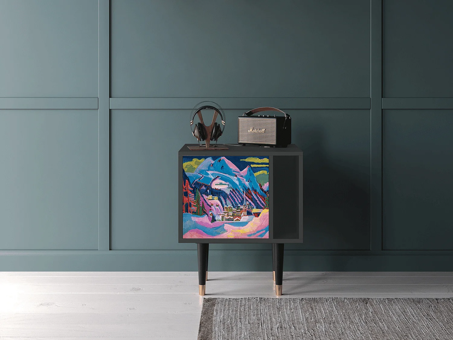 Table de nuit - 57х69х48 cm - S2 - Davos Winter, Anthracite