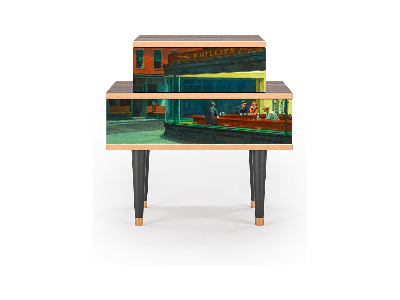Table de nuit - 58х58х41 cm - NS1 - Nighthawks by Hopper, Noyer
