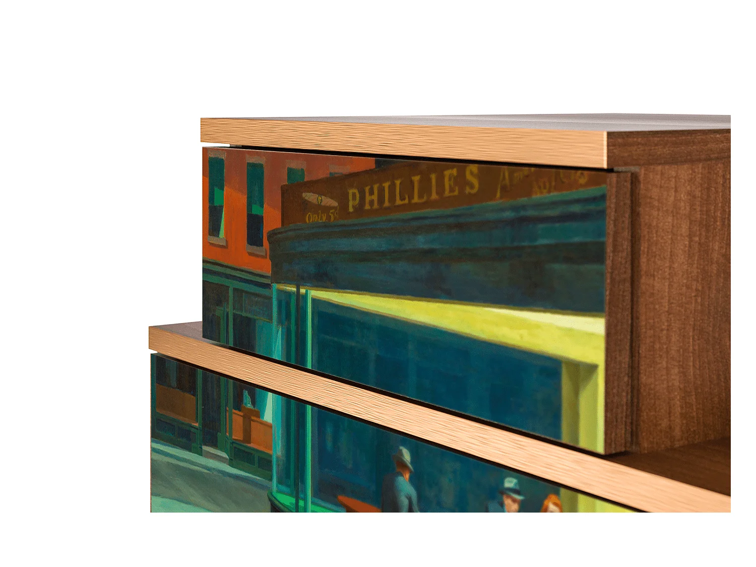 Table de nuit - 58х58х41 cm - NS1 - Nighthawks by Hopper, Noyer