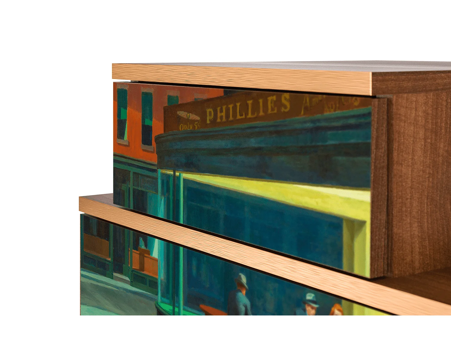 Mesita de noche - 58х58х41 cm - NS1 - Nighthawks by Hopper, Nogal