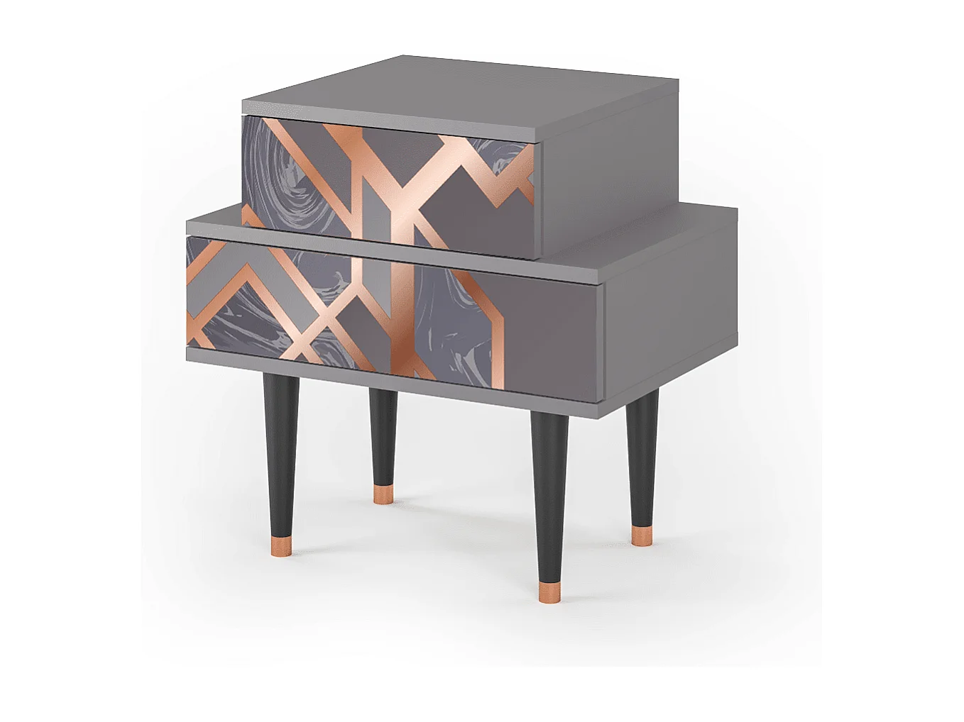 Comodino - 58х58х41 cm - NS1 - Taupe Anatomy, Grigio