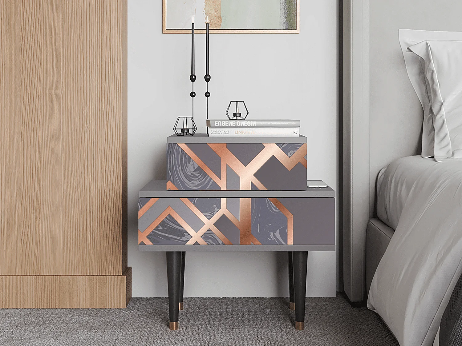 Nachtkastje - 58х58х41 cm - NS1 - Taupe Anatomy, Grijs