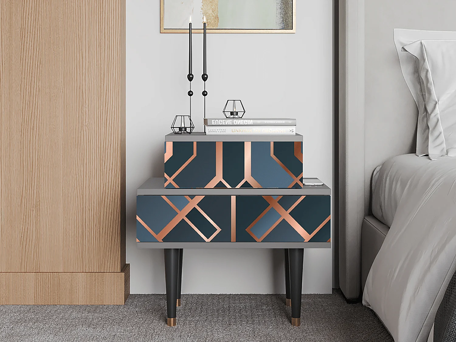 Table de nuit - 58х58х41 cm - NS1 - Ashy 1920', Gris