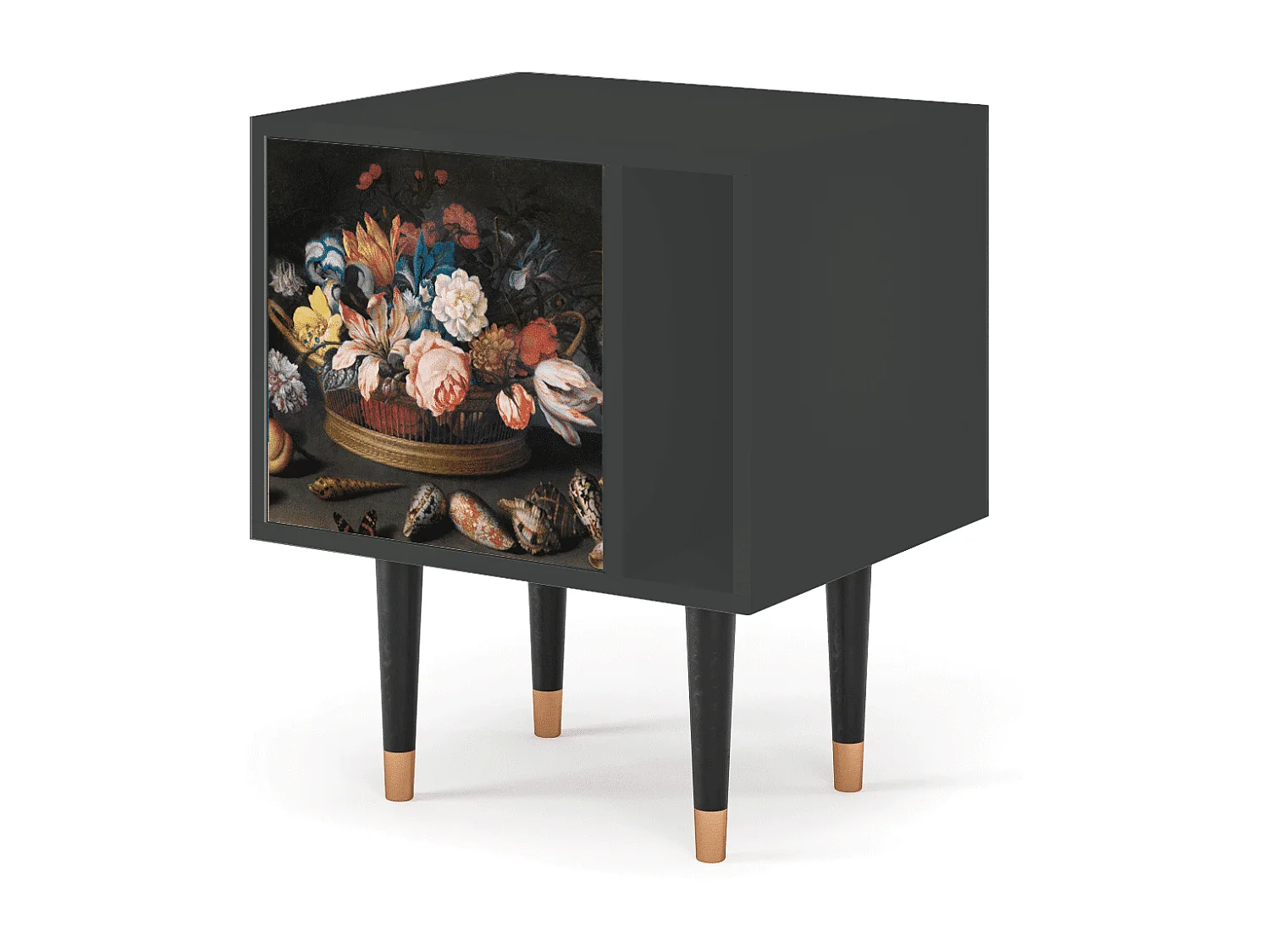 Nachttisch - 57х69х48 cm - S2 - Still Life with Flowers, Anthrazit