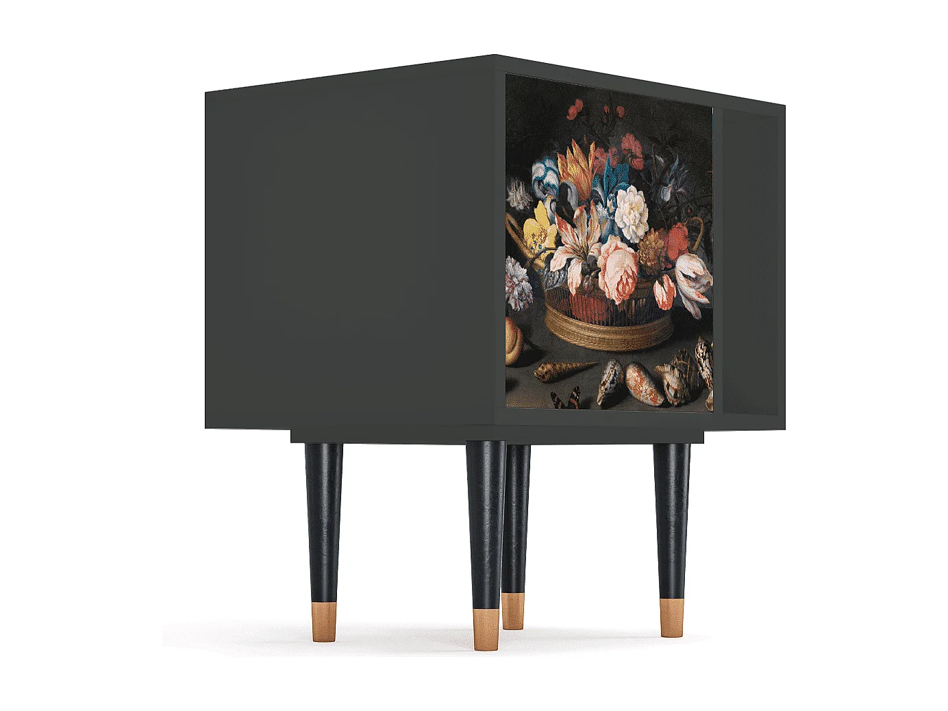 Nachttisch - 57х69х48 cm - S2 - Still Life with Flowers, Anthrazit