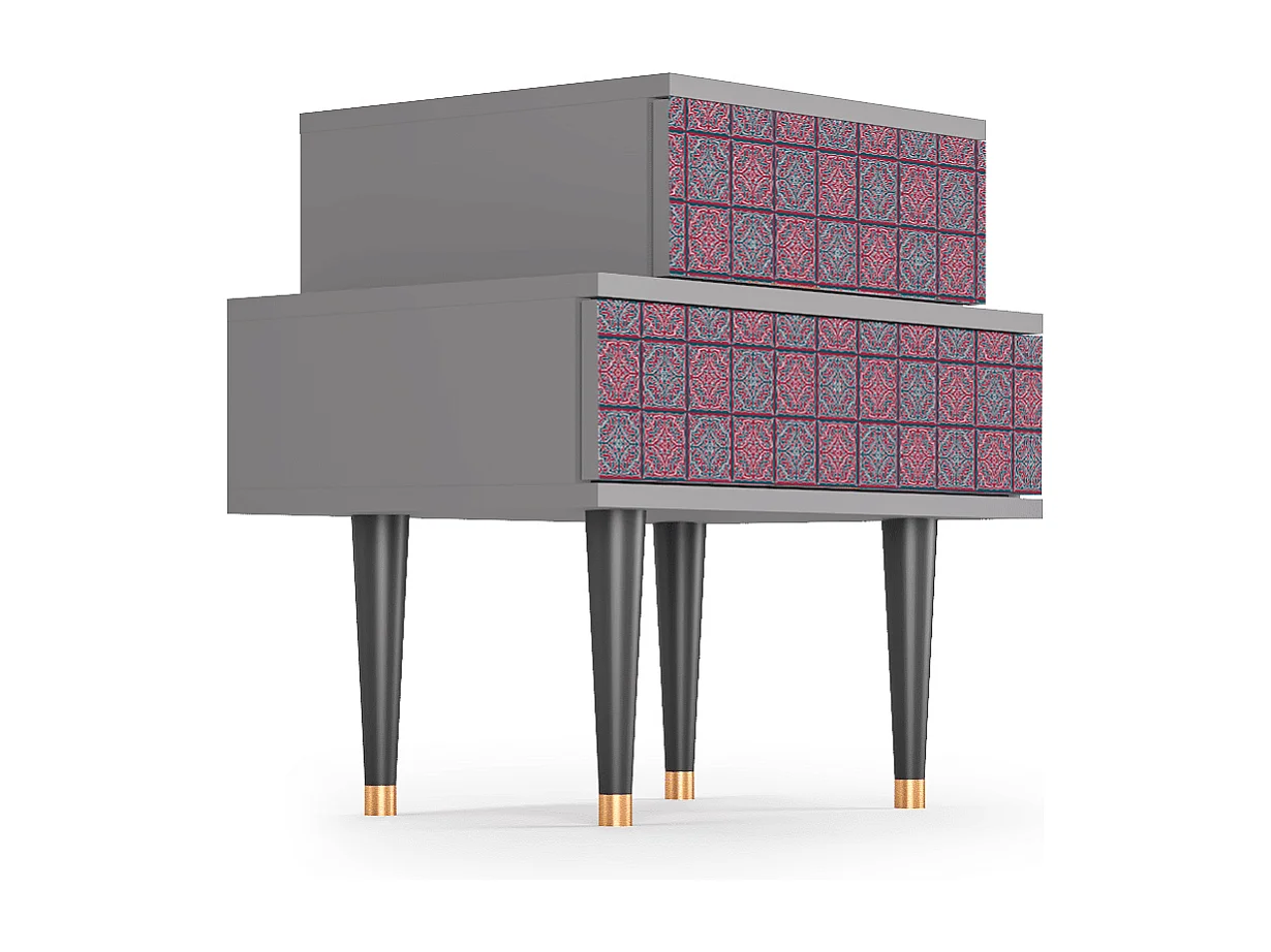 Stolik nocny - 58х58х41 cm - NS1 - Riviera Mosaic, Szary