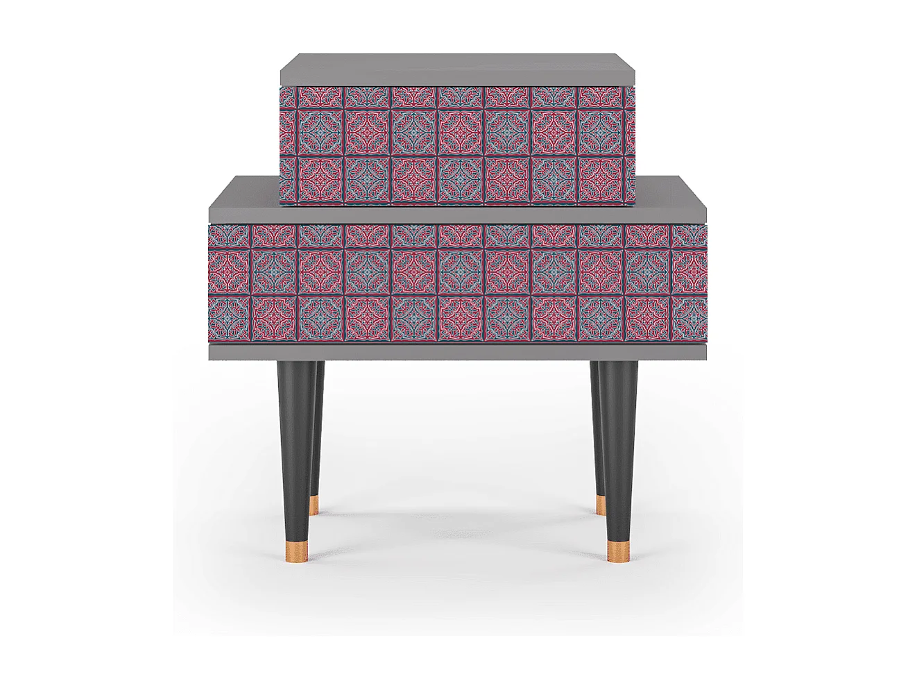 Table de nuit - 58х58х41 cm - NS1 - Riviera Mosaic, Gris