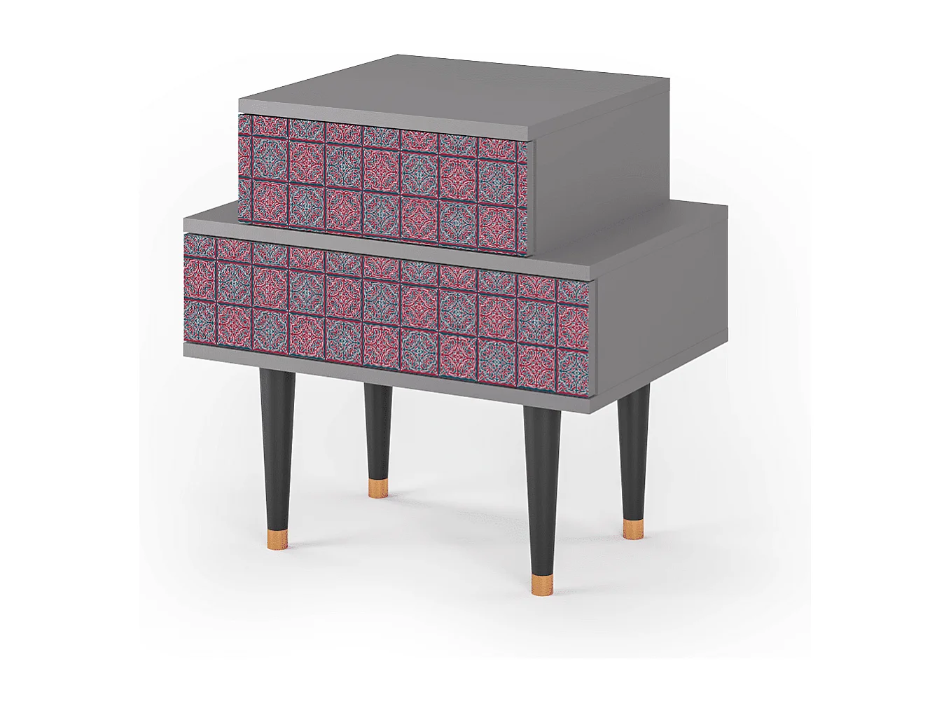 Table de nuit - 58х58х41 cm - NS1 - Riviera Mosaic, Gris