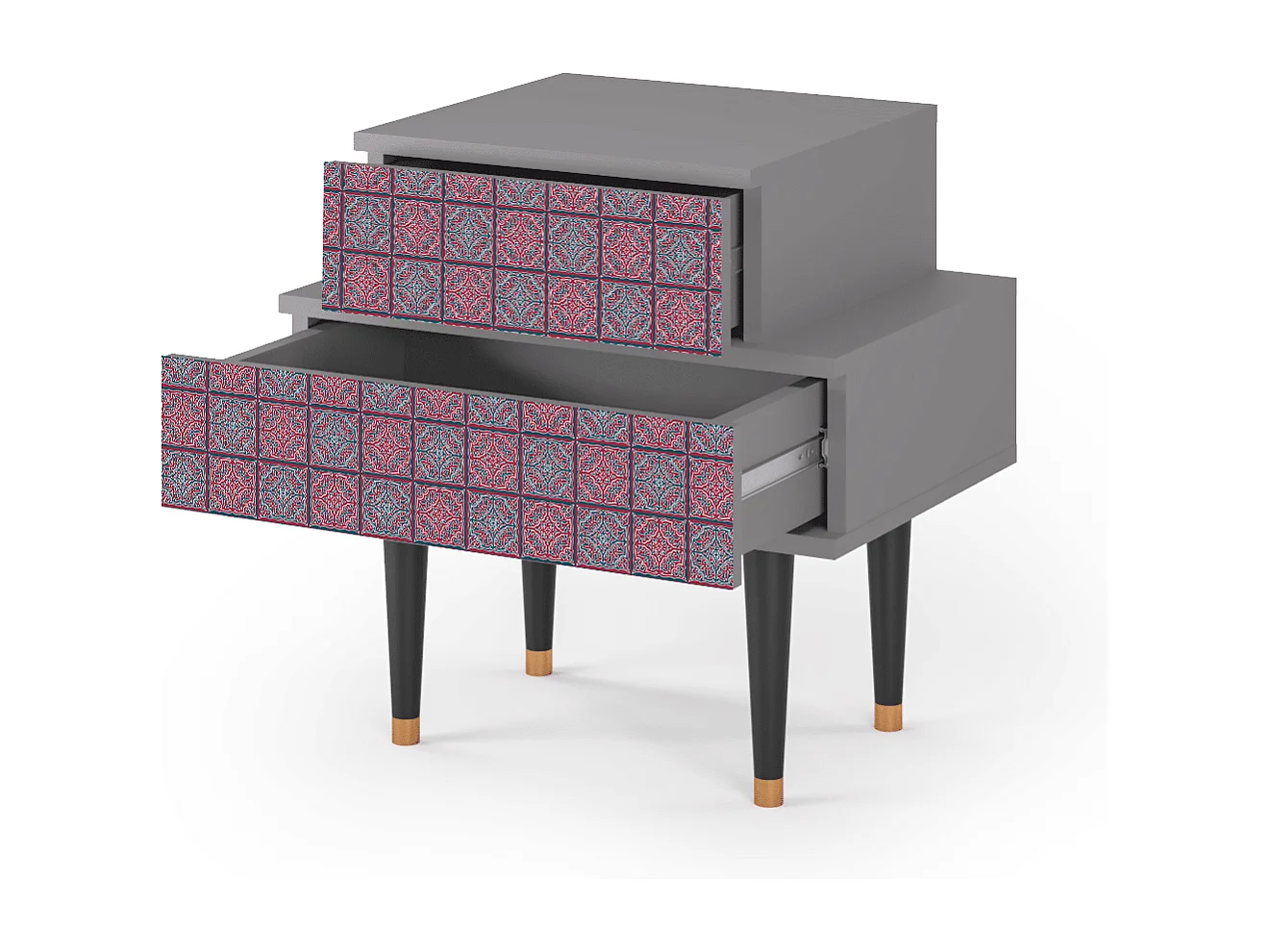 Table de nuit - 58х58х41 cm - NS1 - Riviera Mosaic, Gris