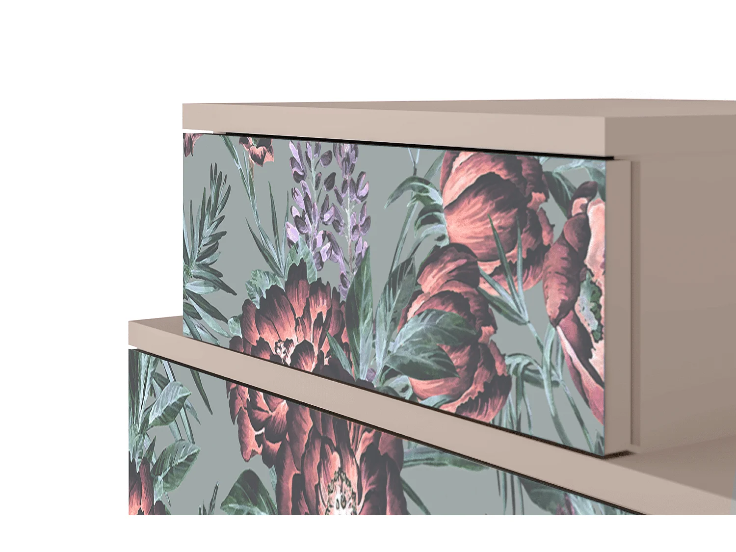 Stolik nocny - 58х58х41 cm - NS1 - Light Peonies, Latte