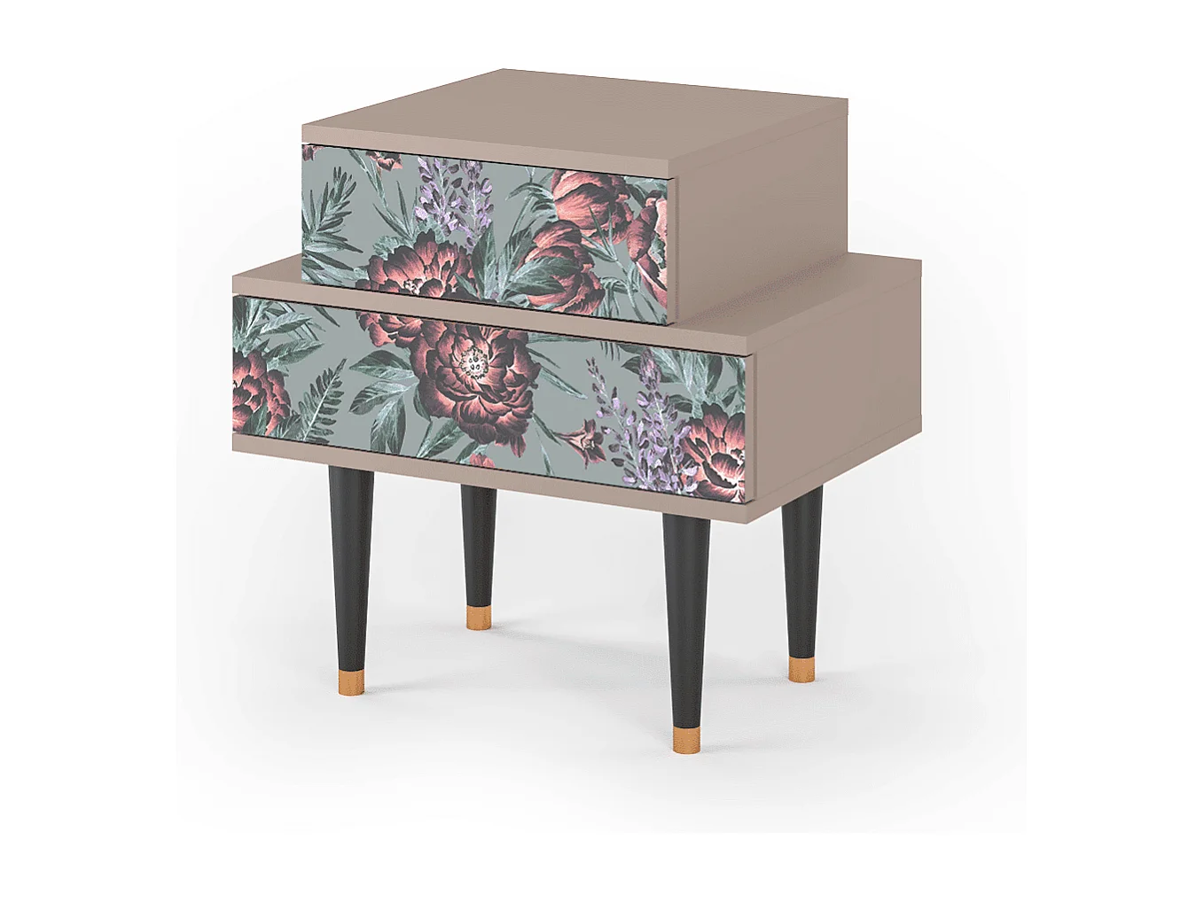 Stolik nocny - 58х58х41 cm - NS1 - Light Peonies, Latte