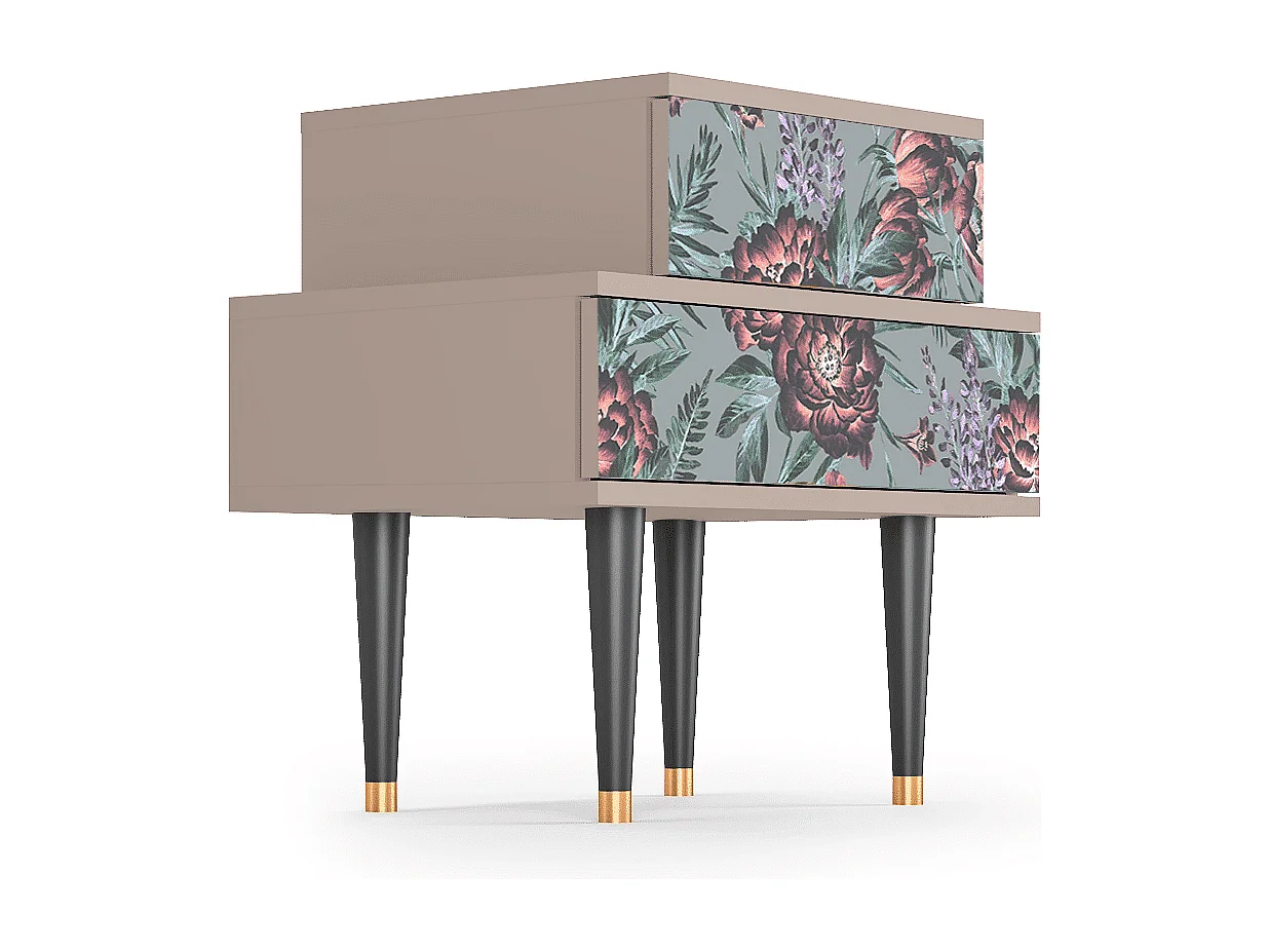 Stolik nocny - 58х58х41 cm - NS1 - Light Peonies, Latte