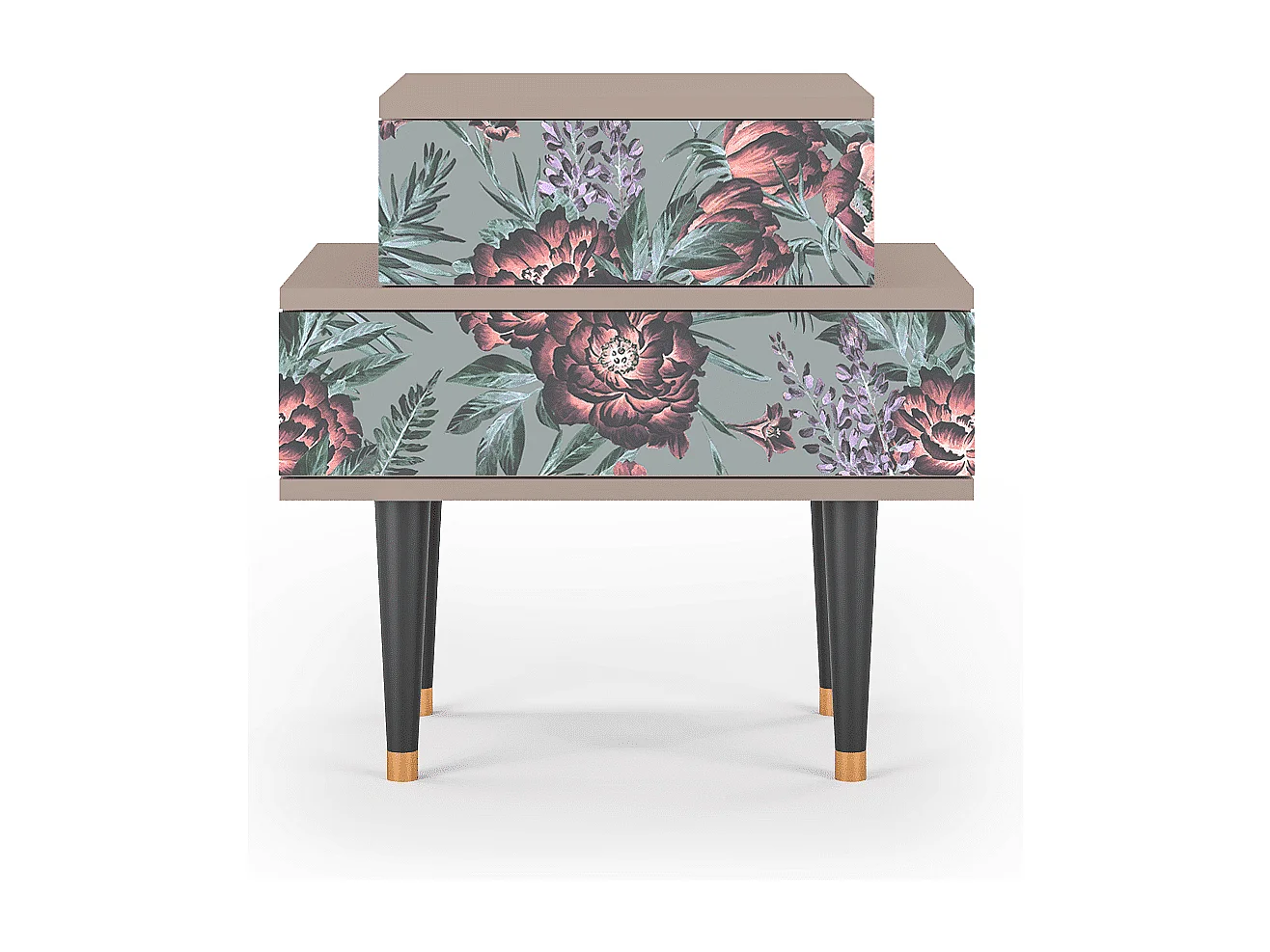 Stolik nocny - 58х58х41 cm - NS1 - Light Peonies, Latte