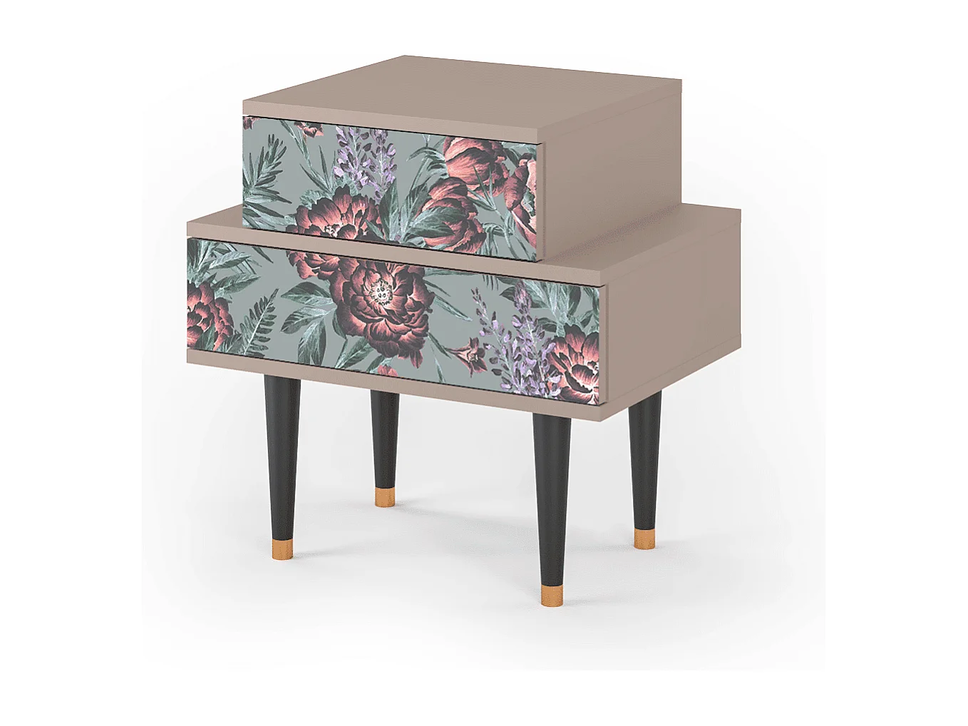 Stolik nocny - 58х58х41 cm - NS1 - Light Peonies, Latte