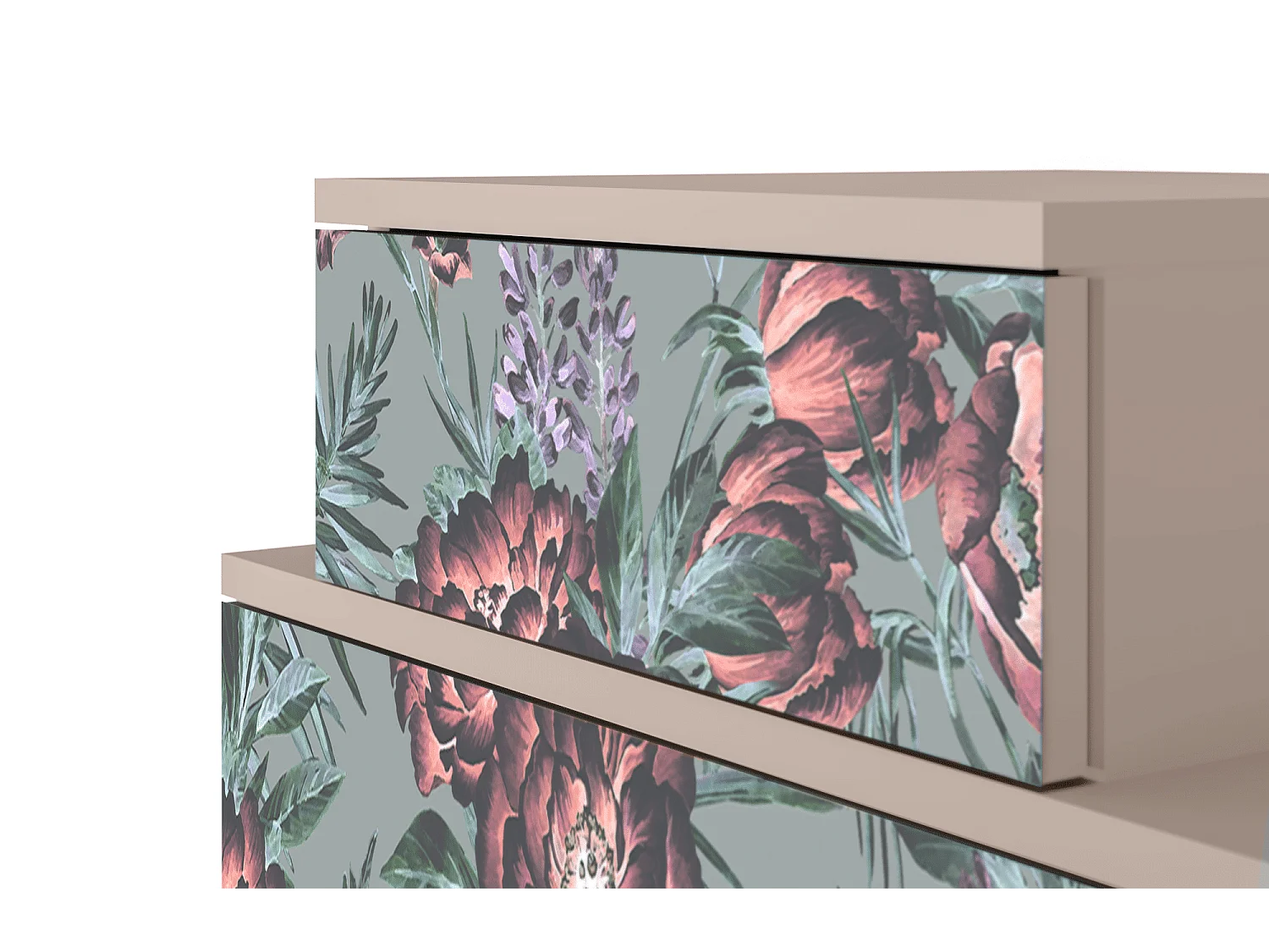 Stolik nocny - 58х58х41 cm - NS1 - Light Peonies, Latte