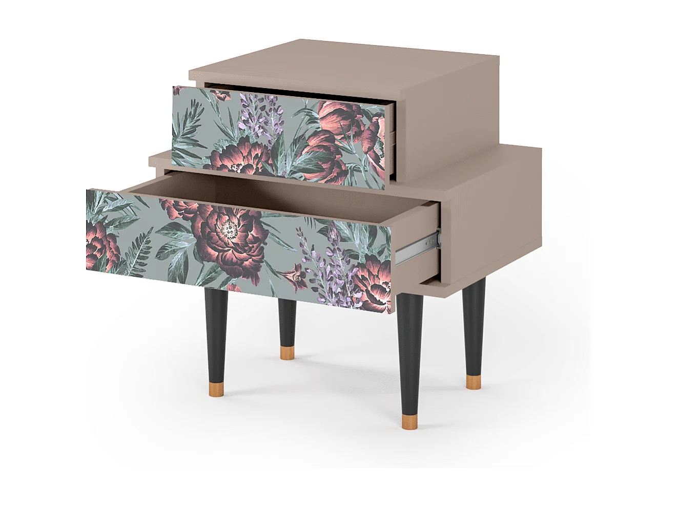 Stolik nocny - 58х58х41 cm - NS1 - Light Peonies, Latte