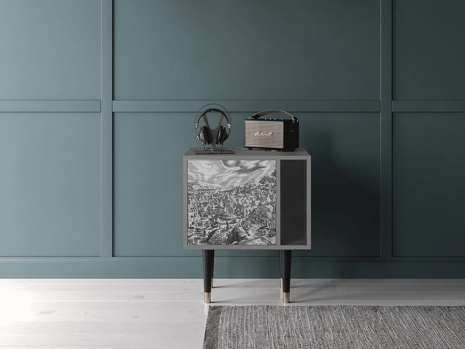 Table de nuit - 57х69х48 cm - S2 - Bird Dropping, Gris