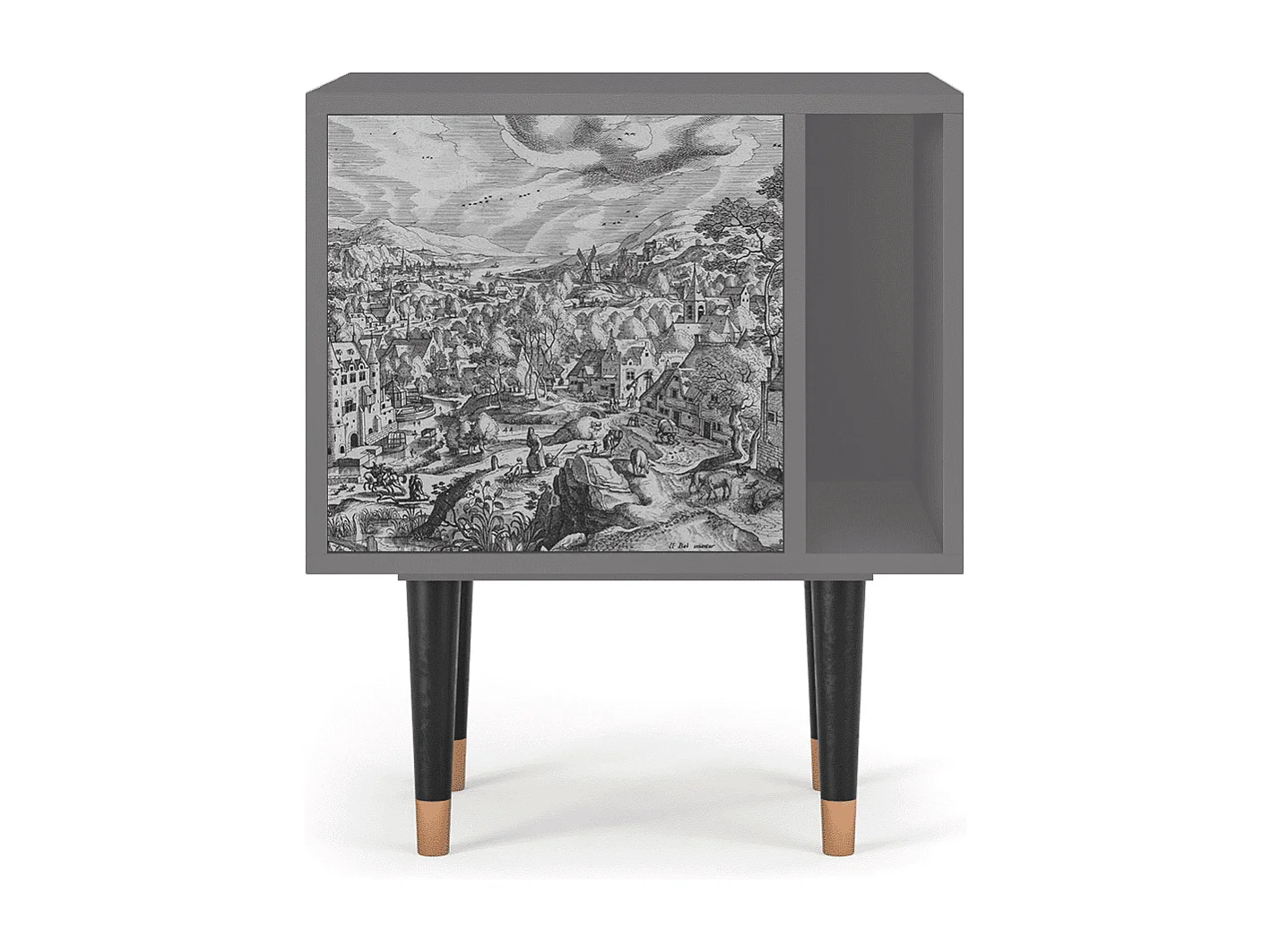 Table de nuit - 57х69х48 cm - S2 - Bird Dropping, Gris