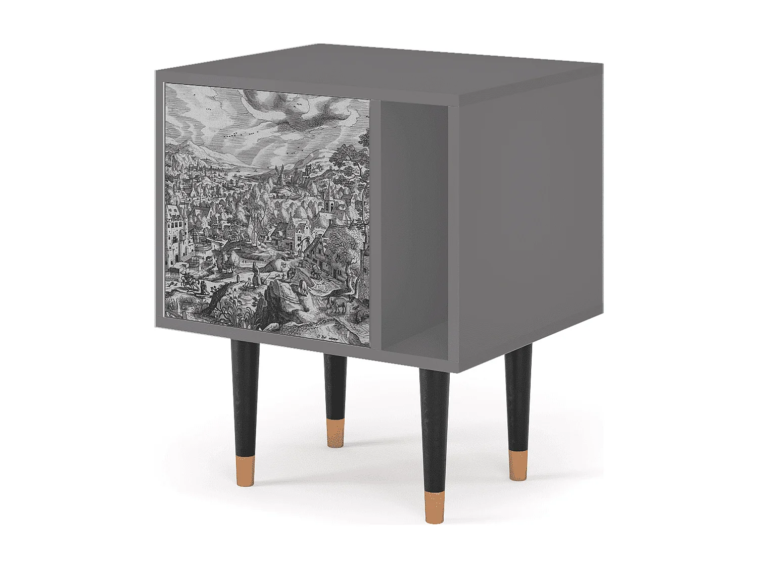 Table de nuit - 57х69х48 cm - S2 - Bird Dropping, Gris