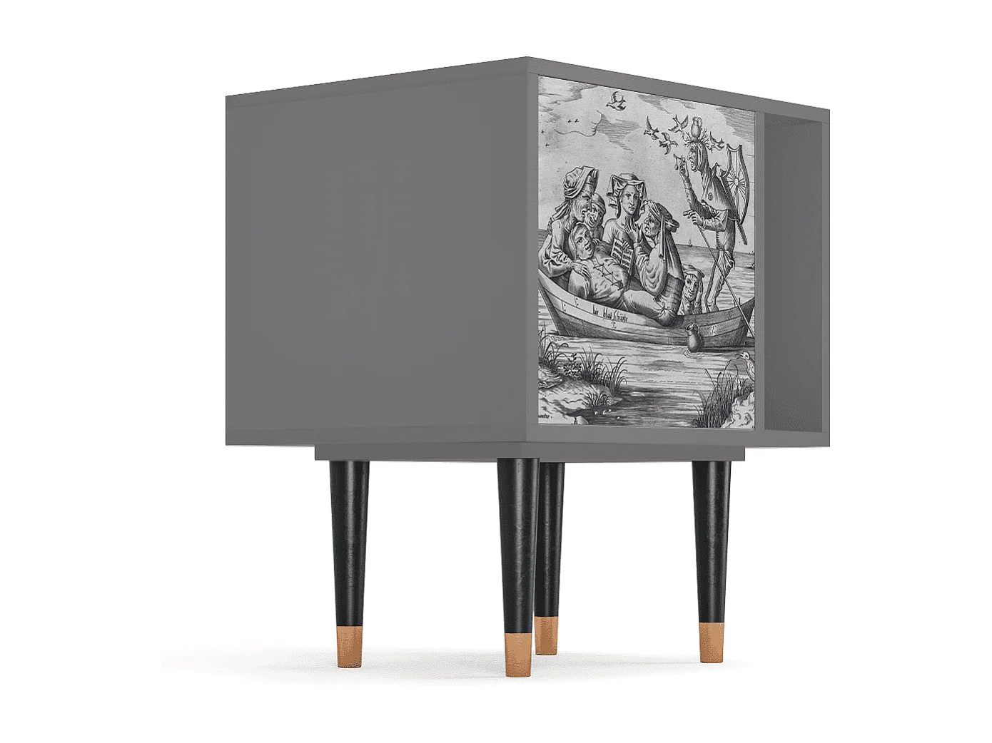 Table de nuit - 57х69х48 cm - S2 - Bird Dropping, Gris