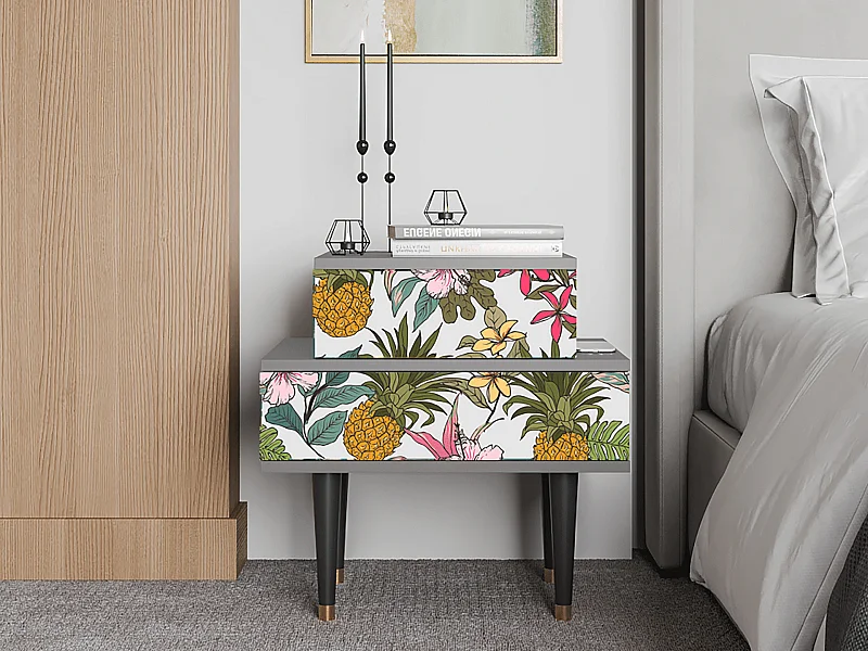 Stolik nocny - 58х58х41 cm - NS1 - Estival Fruit, Szary