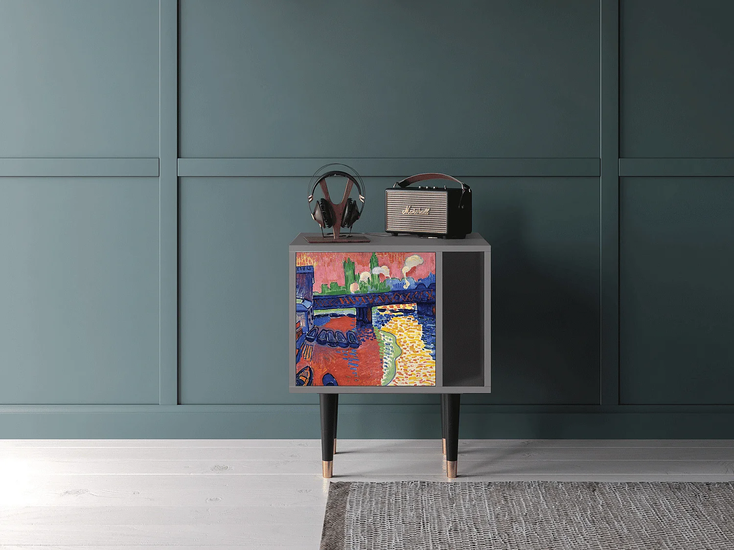 Stolik nocny - 57х69х48 cm - S2 - Charing Cross Bridge, Szary