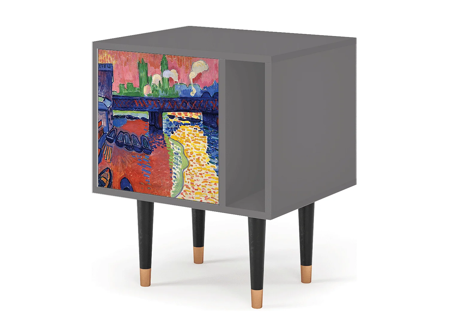 Stolik nocny - 57х69х48 cm - S2 - Charing Cross Bridge, Szary