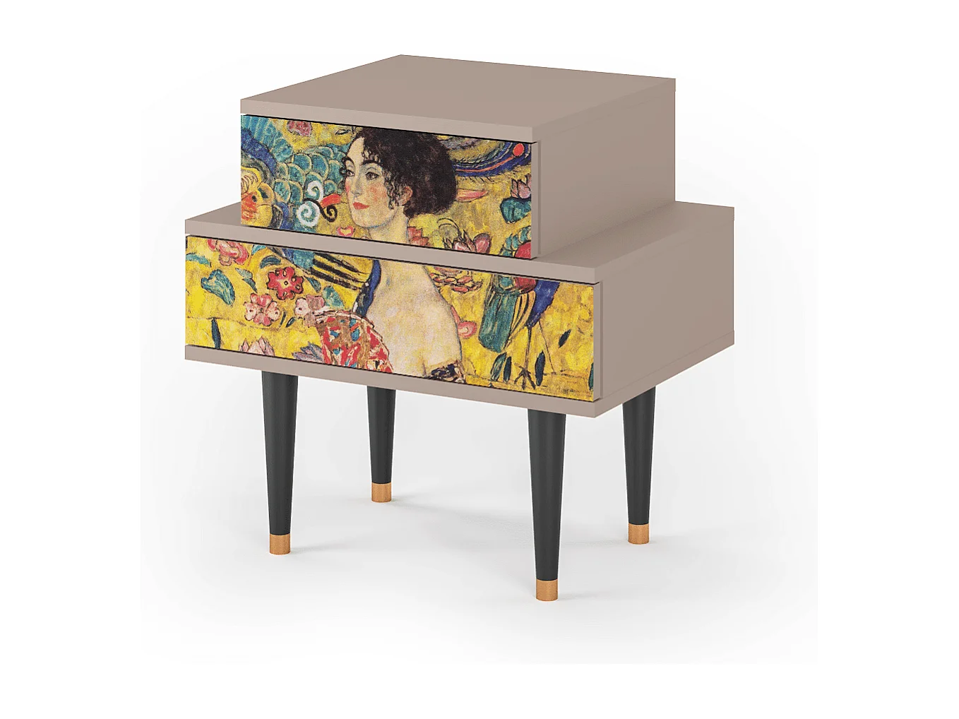 Table de nuit - 58х58х41 cm - NS1 - Lady with Fan by Klimt, Latte