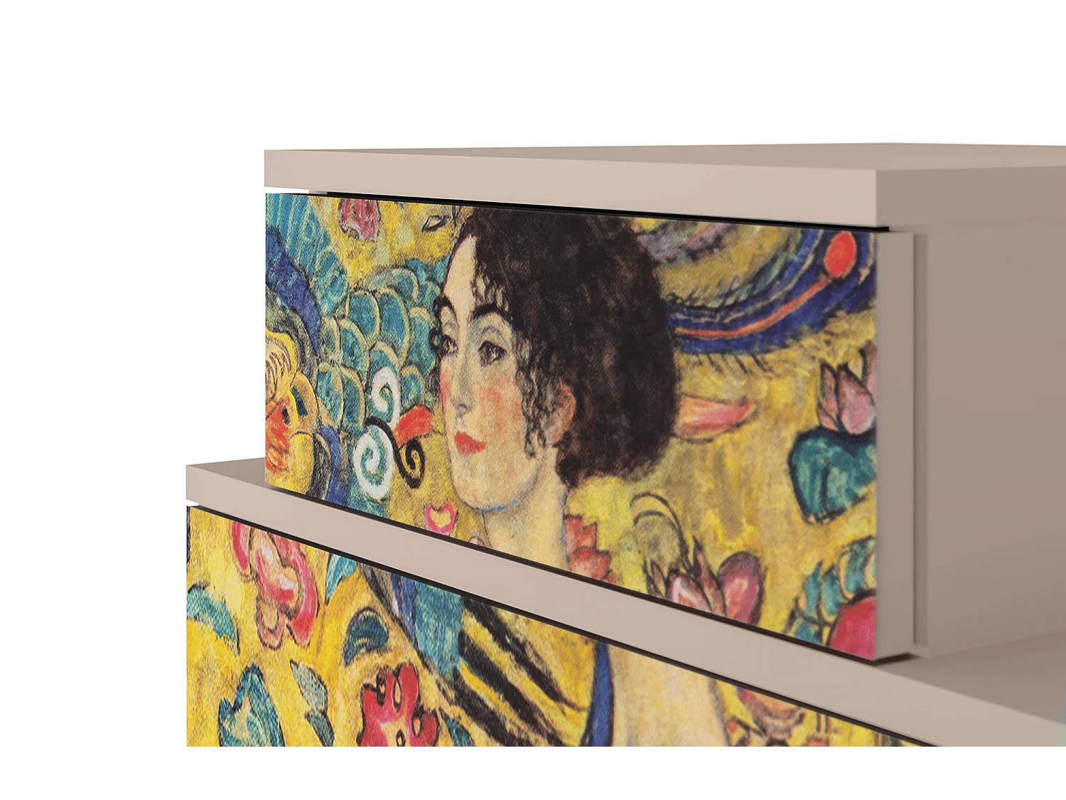 Table de nuit - 58х58х41 cm - NS1 - Lady with Fan by Klimt, Latte