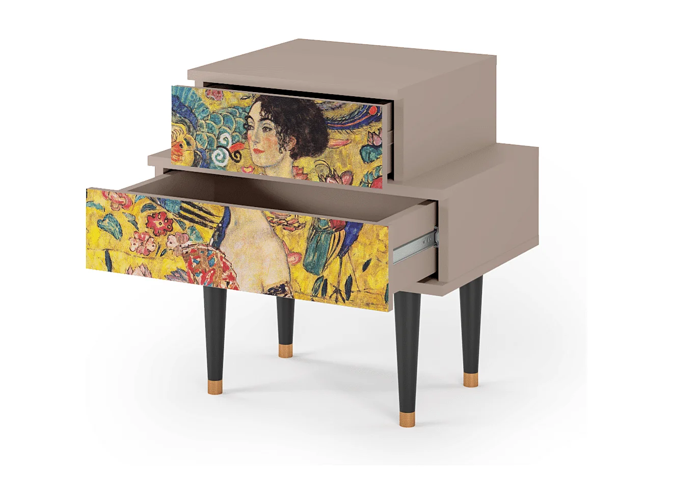 Table de nuit - 58х58х41 cm - NS1 - Lady with Fan by Klimt, Latte