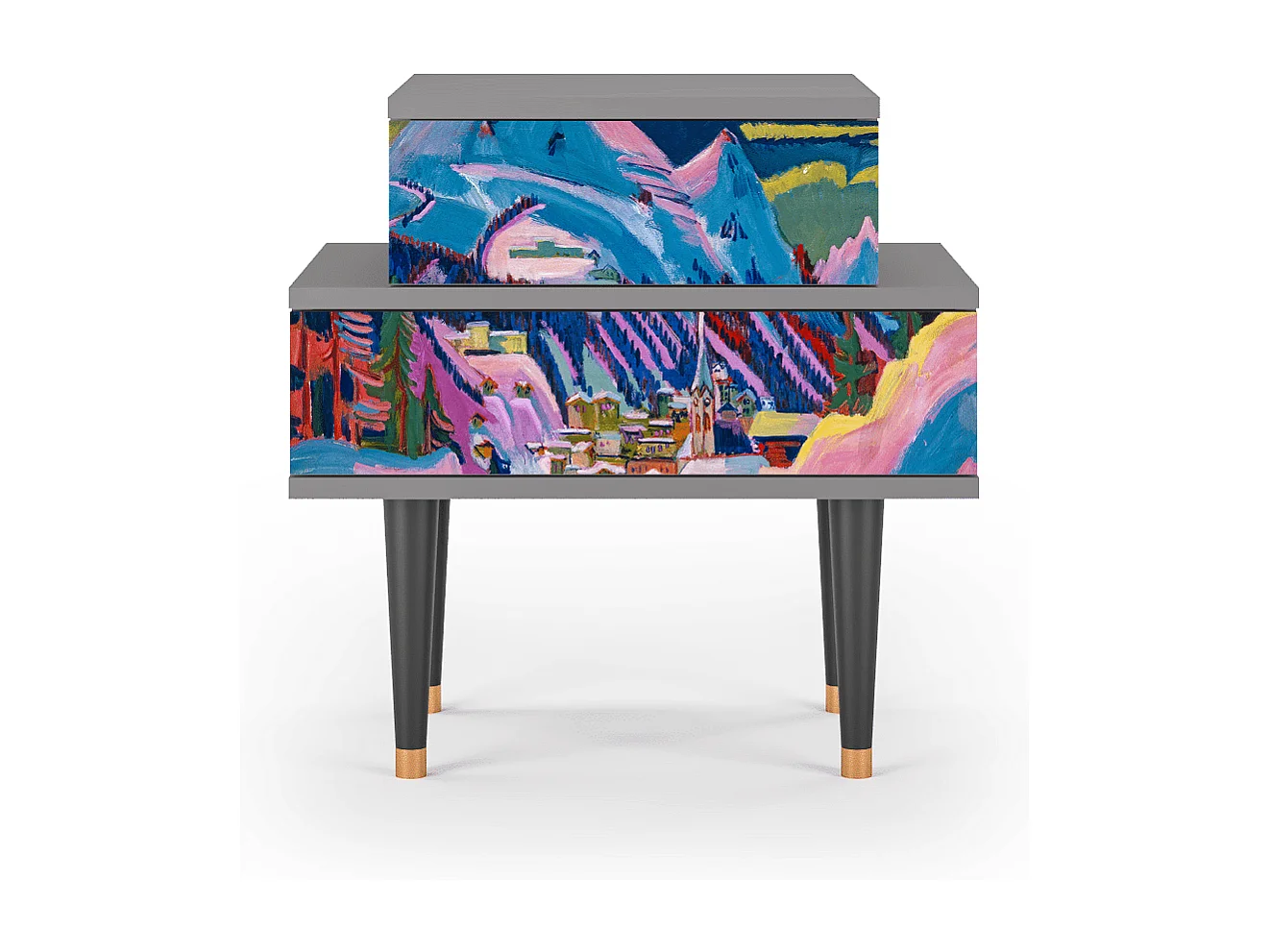 Table de nuit - 58х58х41 cm - NS1 - Davos Winter, Gris