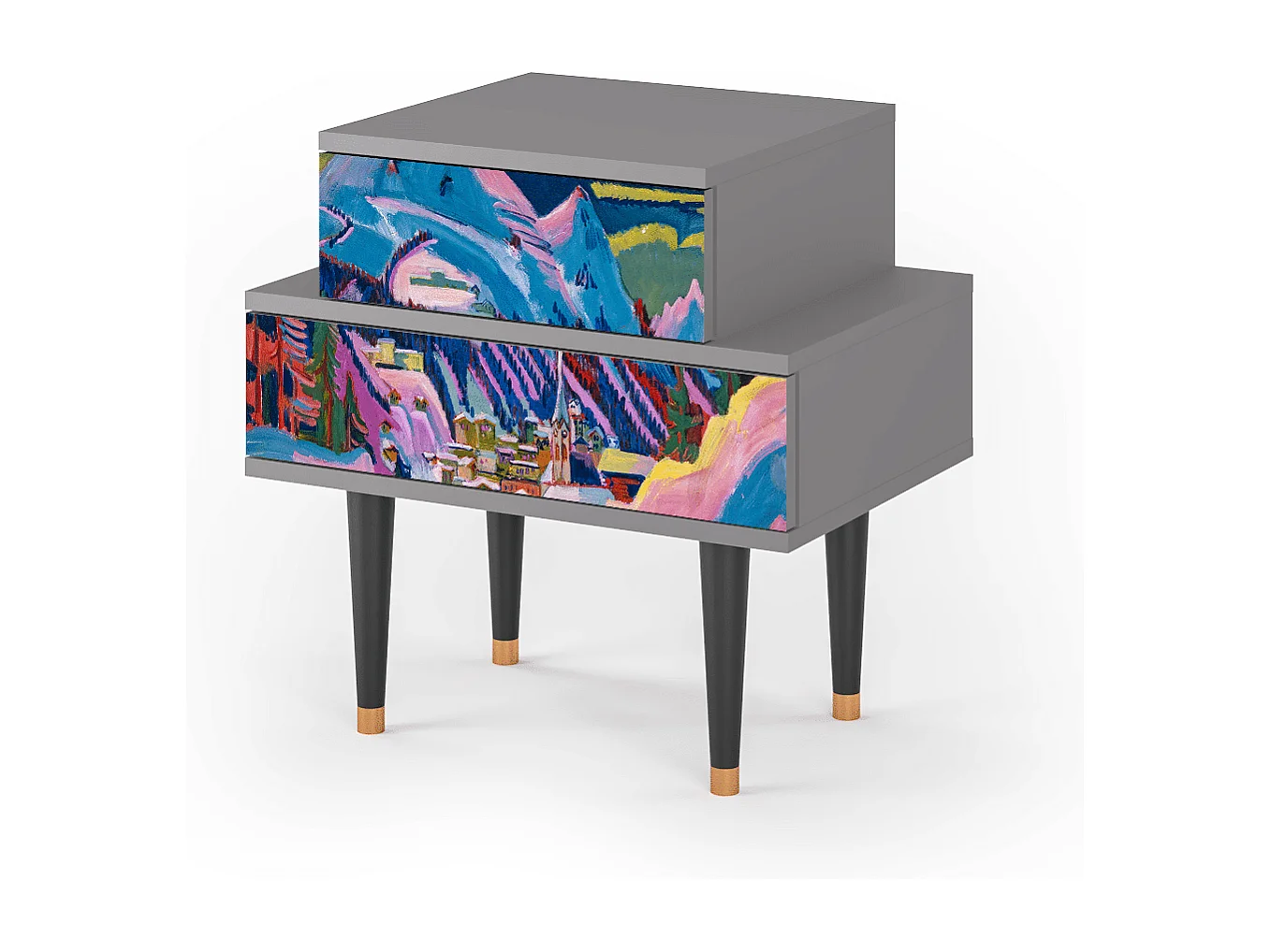 Table de nuit - 58х58х41 cm - NS1 - Davos Winter, Gris