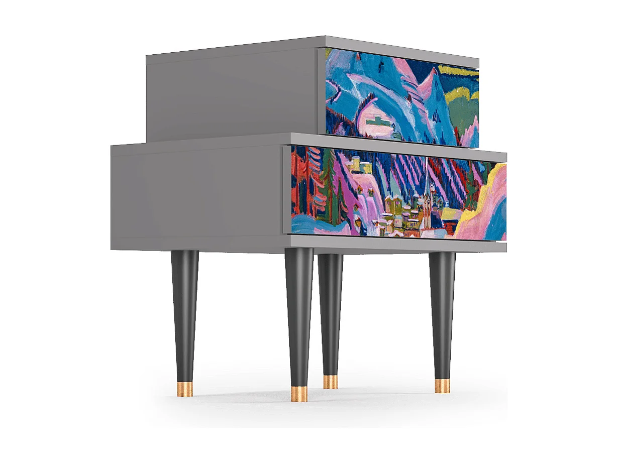 Table de nuit - 58х58х41 cm - NS1 - Davos Winter, Gris