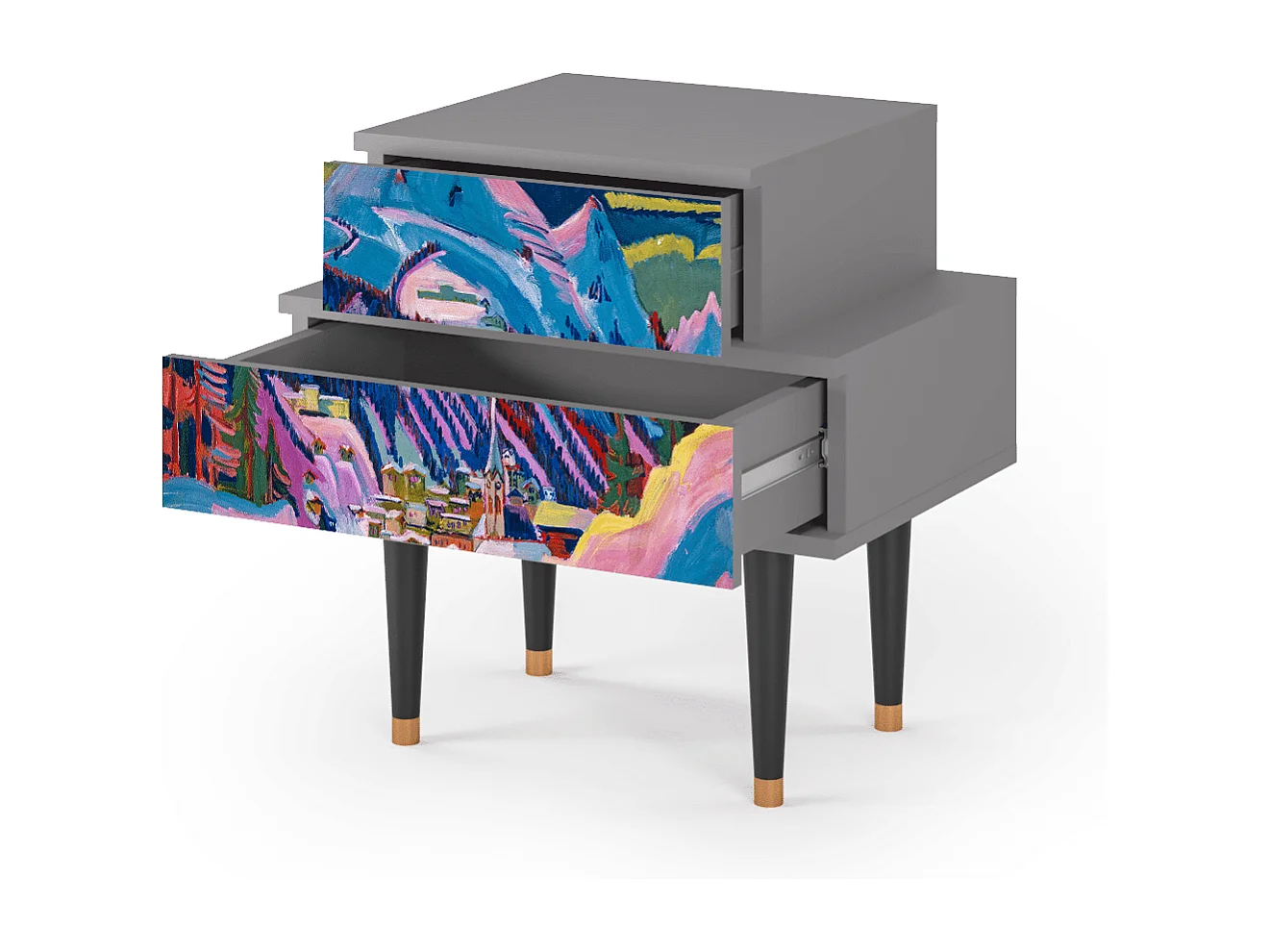 Table de nuit - 58х58х41 cm - NS1 - Davos Winter, Gris